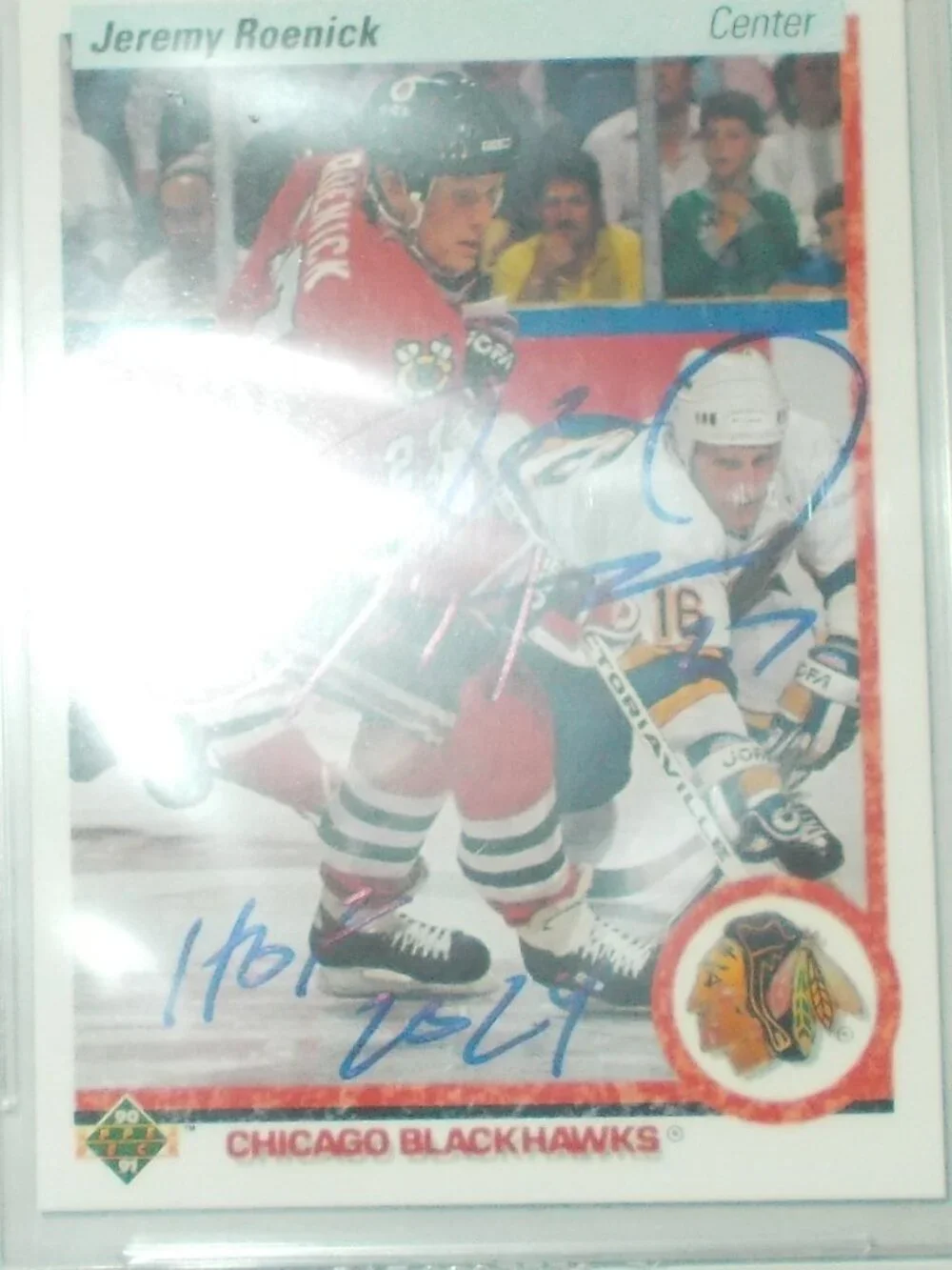 Jeremy Roenick SIGNED 1990-91 Upper Deck NHL Blackhawks RC Card BECKETT AUTHENIC